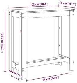 Τραπέζι Μπαρ Λευκό 102x50x103,5εκ. Επεξεργ. Ξύλο - Λευκό