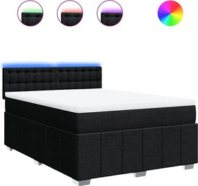 vidaXL Κρεβάτι Boxspring με Στρώμα Μαύρο 140x190 εκ. Υφασμάτινο