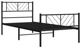 vidaXL Πλαίσιο Κρεβατιού με Κεφαλάρι&Ποδαρικό Μαύρο 100x200εκ. Μέταλλο