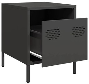 vidaXL Κομοδίνα 2 τεμ. Μαύρο 35x39x43,5 εκ. από Χάλυβα