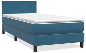 BOX SPRING ΚΡΕΒΑΤΙ ΜΕ ΣΤΡΩΜΑ ΣΚΟΥΡΟ ΜΠΛΕ 100X220 CM ΒΕΛΟΥΔΙΝΟ 3317113