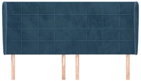 vidaXL Κεφαλάρι με Πτερύγια Σκούρο Μπλε 163x23x118/128 εκ. Βελούδινο