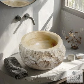 Fossil Travertine Marble DB42 Classic Ø42 - Επιτραπεζιος Μαρμαρινος Νιπτηρας
