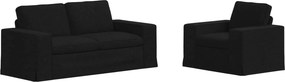 vidaXL Σετ Καναπέ 2 pcs Μαύρο 182 x 80 x 82 εκ ύφασμα
