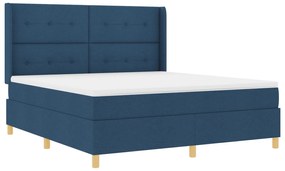 vidaXL Κρεβάτι Box Spring με Στρώμα & LED Μπλε 180x200 εκ. Υφασμάτινο