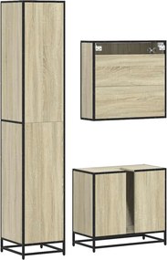vidaXL Σετ Επίπλων Μπάνιου 3 Τεμαχίων Sonoma Δρυς Επεξεργασμένο Ξύλο