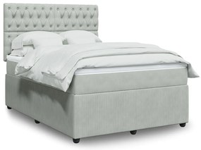 vidaXL Κρεβάτι Boxspring με Στρώμα Ανοιχτό Γκρι 160x200 εκ. Βελούδινο