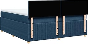 vidaXL Κρεβάτι Boxspring με Στρώμα Μπλε 200x200 εκ. Υφασμάτινο