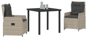 vidaXL Σέτ φαγητού για κήπο 3 pcs Ανοιχτό γκρι συνθετικό ρατάν