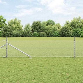 vidaXL Φράχτης με Στήλες. Ασημί 0.8 x 10 m Ατσάλι με επικάλυψη PVC