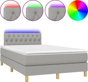 vidaXL Κρεβάτι Boxspring με Στρώμα &amp; LED Αν.Γκρι 120x190εκ. Υφασμάτινο