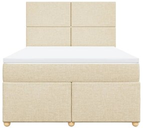 vidaXL Κρεβάτι Boxspring με Στρώμα Κρεμ 140x190 εκ. Υφασμάτινο