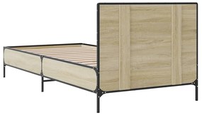 vidaXL Πλαίσιο Κρεβατιού Sonoma Δρυς 75 x 190 εκ. Επεξ. Ξύλο &amp; Μέταλλο