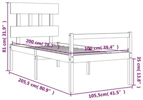 ΠΛΑΙΣΙΟ ΚΡΕΒΑΤΙΟΥ ΜΕ ΚΕΦΑΛΑΡΙ ΛΕΥΚΟ 100X200 ΕΚ. ΜΑΣΙΦ ΞΥΛΟ 3195407