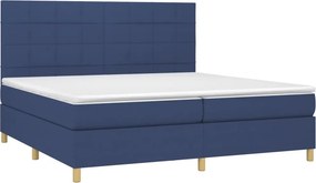 vidaXL Κρεβάτι Boxspring με Στρώμα &amp; LED Μπλε 200x200 εκ. Υφασμάτινο
