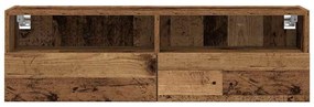 vidaXL Ντουλάπι Τηλεόρασης Τοίχου 2 pcs Παλιό Ξύλο 100 x 30 x 30 cm