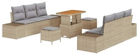 vidaXL Σετ Καναπέ Κήπου 9 pcs Μπεζ, Ανοιχτό Γκρι 90 x 55 x 71 cm