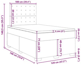 Κρεβάτι Boxspring με Στρώμα Κρεμ 120x190 εκ. Υφασμάτινο - Κρεμ