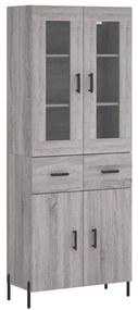vidaXL Ντουλάπι Γκρι Sonoma 69,5 x 34 x 180 εκ. Επεξεργασμένο Ξύλο