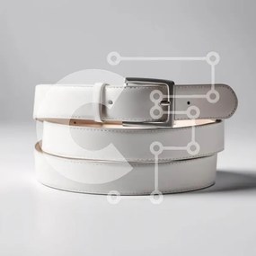 Intra Συλλεκτικό Ξύλινο Παζλ Plywood  4mm - Λευκή δερμάτινη ζώνη με ασημένια πόρπη σε γκρι φόντο Σε Ξύλινο Κουτί - Διαστάσεις: 10x10 cm – 25 κομμάτια