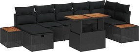 vidaXL Σετ Καναπέ Κήπου 8 pcs Μαύρο συνθετικό ρατάν
