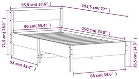 ΠΛΑΙΣΙΟ ΚΡΕΒΑΤΙΟΥ ΚΕΦΑΛΑΡΙ ΚΑΦΕ ΚΕΡΙΟΥ 90X190 ΕΚ. ΜΑΣΙΦ ΠΕΥΚΟ 842781