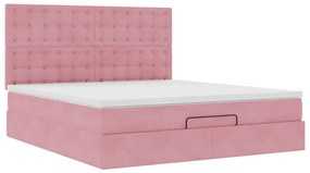 Οθωμανικό κρεβάτι με στρώματα &amp; LEDs Ροζ 160x200cm Velvet 3314479