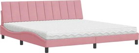 vidaXL Κρεβάτι με Στρώμα Hanko Ροζ 200x200 εκ. Βελούδινο