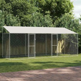 vidaXL Κλουβί σκύλου Ασημί 600 x 200 x 256 εκ. Επικαλυμμένος Χάλυβας