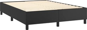 vidaXL Κρεβάτι Boxspring με Στρώμα &amp; LED Μαύρο 140x200 εκ. Συνθ. Δέρμα