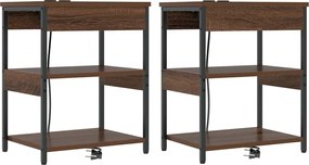 vidaXL Κομοδίνο 2 pcs Καφέ δρυς 41 x 31 x 51 εκ. Επεξεργασμένο ξύλο