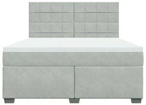 Κρεβάτι Boxspring με Στρώμα Ανοιχτό Γκρι 180x200 εκ. Βελούδινο - Γκρι