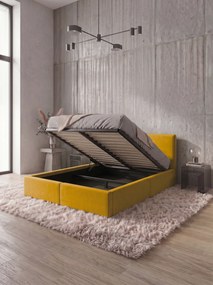 Επενδυμένο Κρεβάτι Celvora-Μουσταρδί-160 x 200