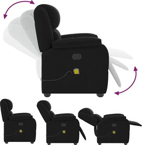 vidaXL Πολυθρόνα Μασάζ Ανακλινόμενη Μαύρη Υφασμάτινη