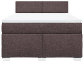 Κρεβάτι Boxspring με Στρώμα Σκούρο Καφέ 140x200 εκ Υφασμάτινο - Καφέ