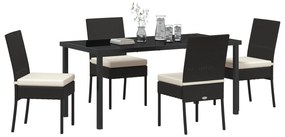 vidaXL Σετ Garden Dining 5 Τεμαχίων Μαύρο Πολυ Ρατάν