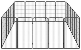 vidaXL Κλουβί Σκύλου 24 Πάνελ Μαύρο 50x100 εκ. Ατσάλι με Βαφή Πούδρας