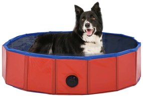 Πισίνα για Σκύλους Πτυσσόμενη Κόκκινη 80 x 20 εκ. από PVC