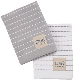 Ποτηρόπανο Σετ 2τμχ Βαμβακερό 30x50εκ. Kitchen 0824 Grey-White Das Home