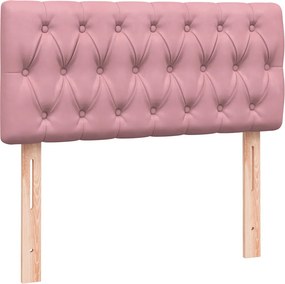 vidaXL Κρεβάτι Boxspring με Στρώμα Ροζ 80x220 εκ. Βελούδινο