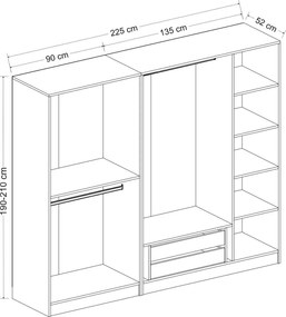 Πενταφυλλη Ντουλαπα Χρυσο KALEO 210 52x225x210