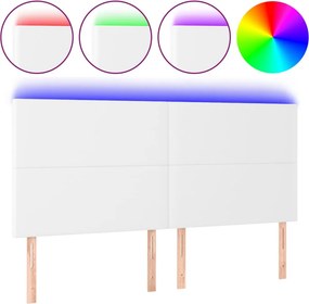 vidaXL Κεφαλάρι Κρεβατιού LED Λευκό 200x5x118/128 εκ