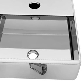 vidaXL Νιπτήρας με Οπή Βρύσης Ασημί 38 x 30 x 11,5 εκ. Κεραμικός
