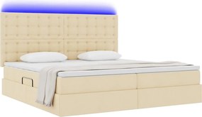 vidaXL LED Κρεβάτι αποθήκευσης με στρώμα Κρέμ 200 x 200 cm Ύφασμα