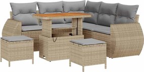 vidaXL Σετ Καναπέ Κήπου 8 pcs Μπεζ συνθετικό ρατάν