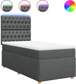 vidaXL Κρεβάτι Boxspring με Στρώμα Σκούρο Γκρι 90x200 εκ. Υφασμάτινο