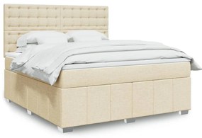 vidaXL Κρεβάτι Boxspring με Στρώμα Κρεμ 180x200 εκ. Υφασμάτινο