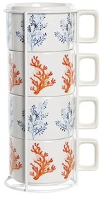 Σετ Κούπες Καφέ DKD Home Decor Μπλε Φούξια Μέταλλο Dolomite 260 ml