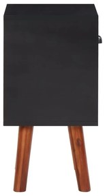 Κομοδίνα 2 τεμ. 40 x 30 x 57 εκ. από Μασίφ Ξύλο Ακακίας - Μαύρο