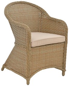 Πολυθρόνα κήπου Hadrian pakoworld rattan καφέ- textilene μπεζ 57x70x85εκ